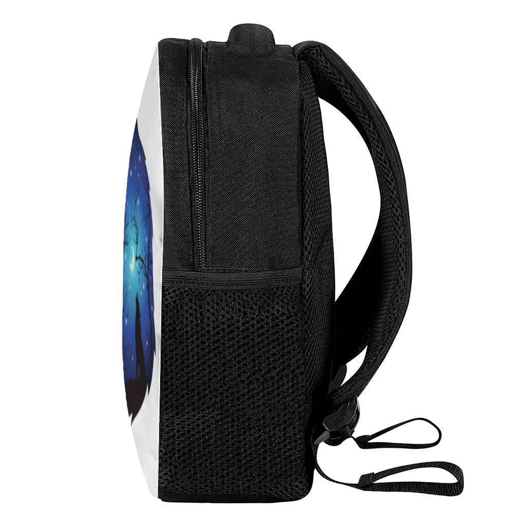 Night Forest Wolf Spirit Print Casual Backpack