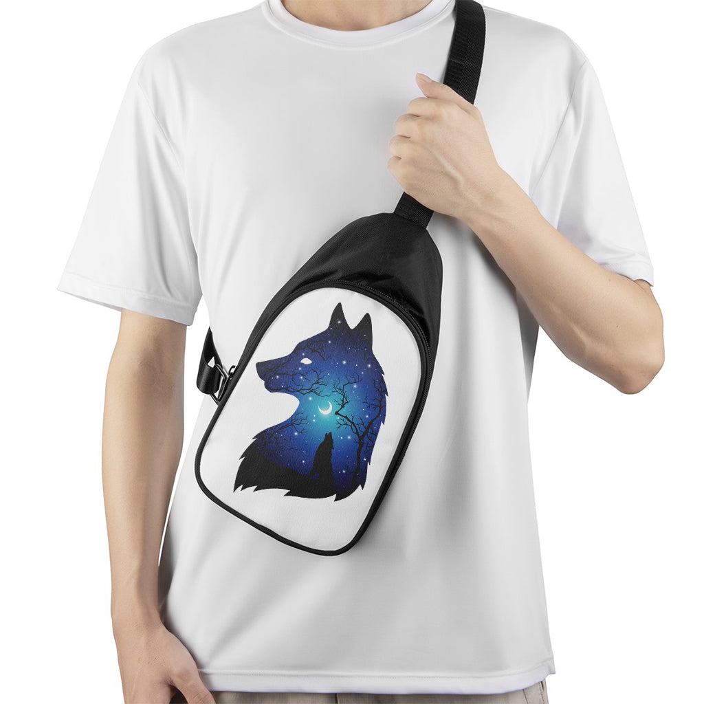 Night Forest Wolf Spirit Print Chest Bag