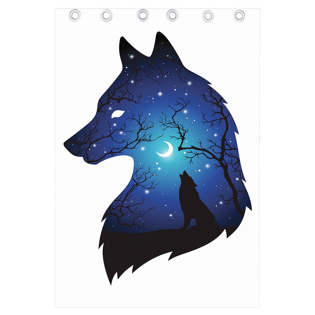 Night Forest Wolf Spirit Print Curtain