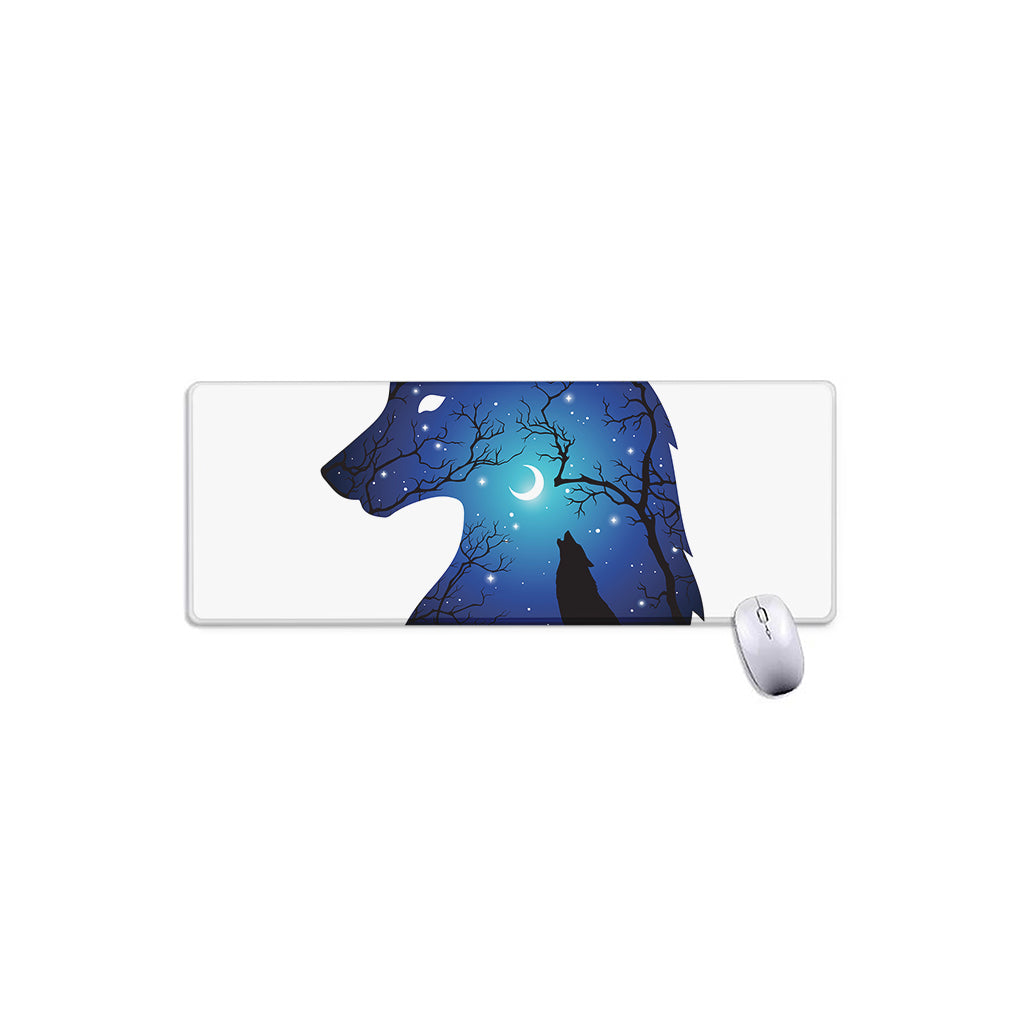 Night Forest Wolf Spirit Print Extended Mouse Pad