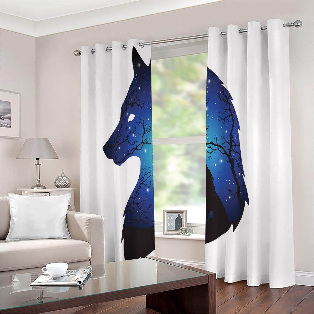 Night Forest Wolf Spirit Print Extra Wide Grommet Curtains