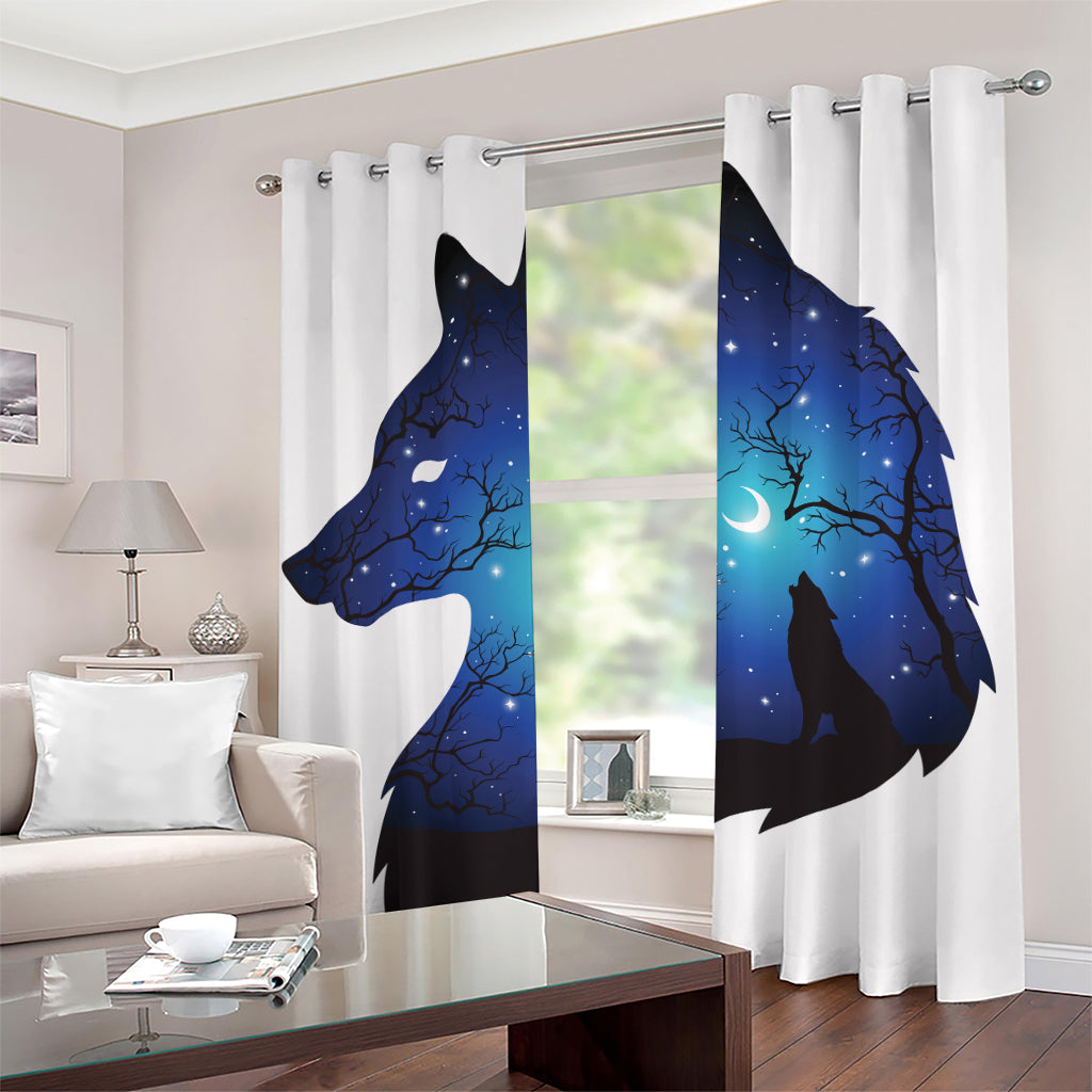 Night Forest Wolf Spirit Print Grommet Curtains