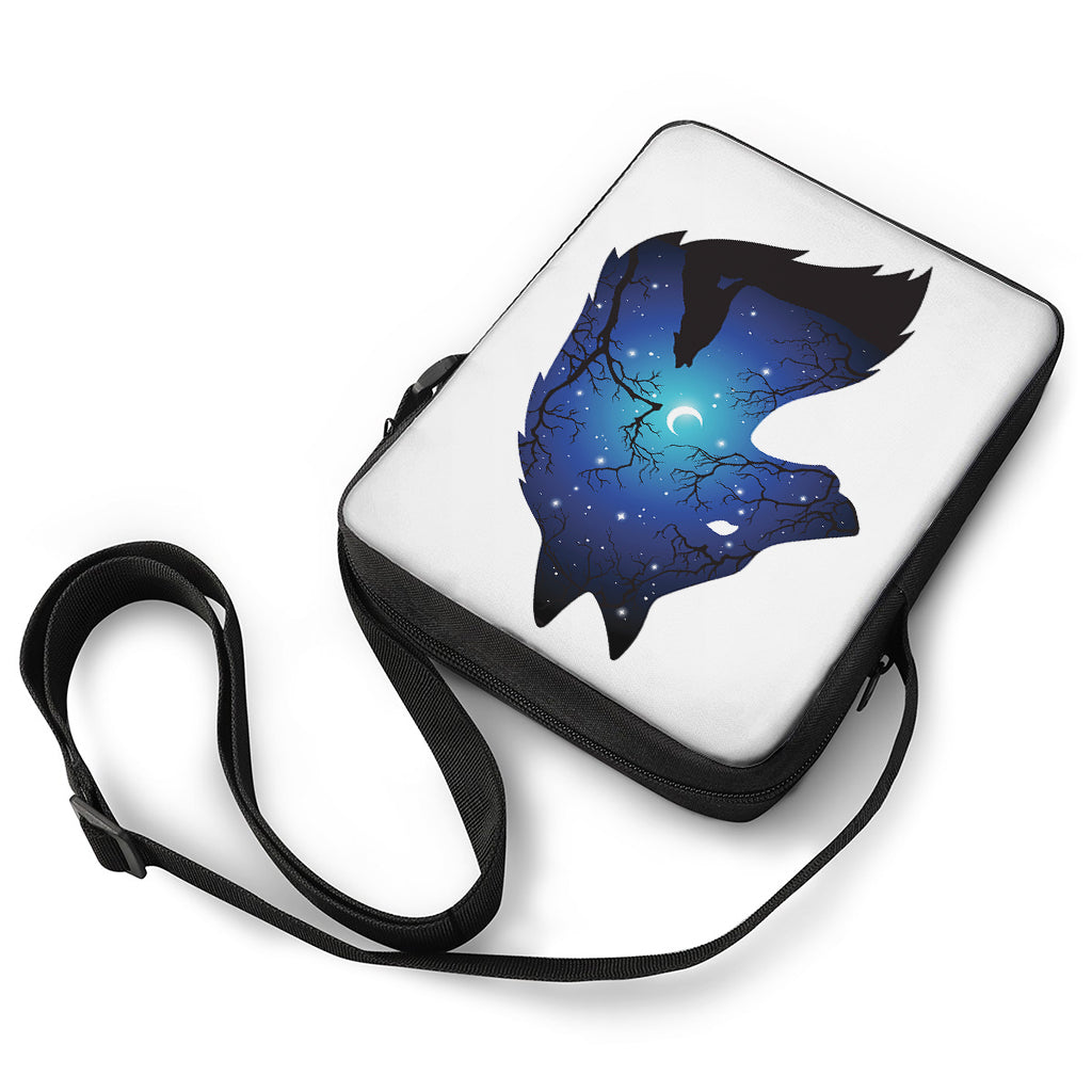 Night Forest Wolf Spirit Print Rectangular Crossbody Bag