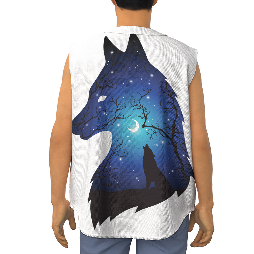 Night Forest Wolf Spirit Print Sleeveless Baseball Jersey