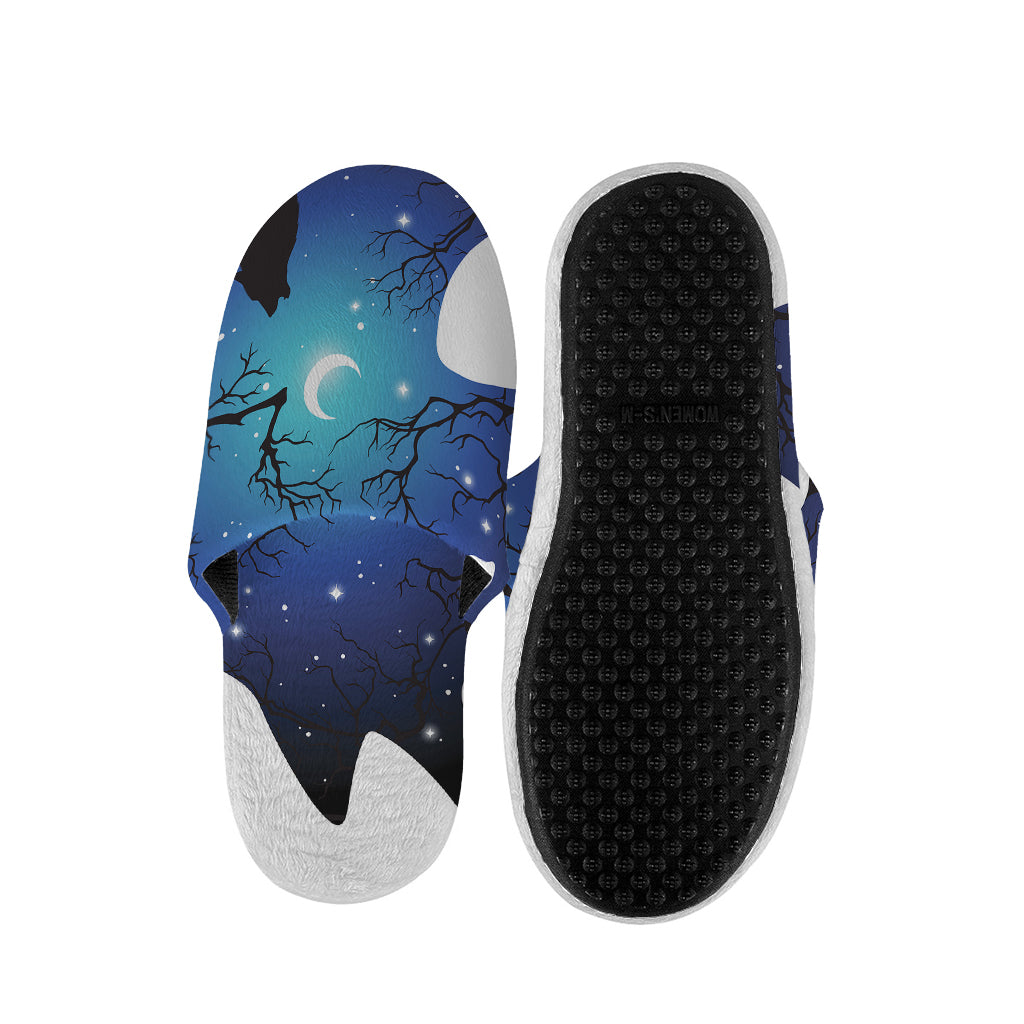 Night Forest Wolf Spirit Print Slippers