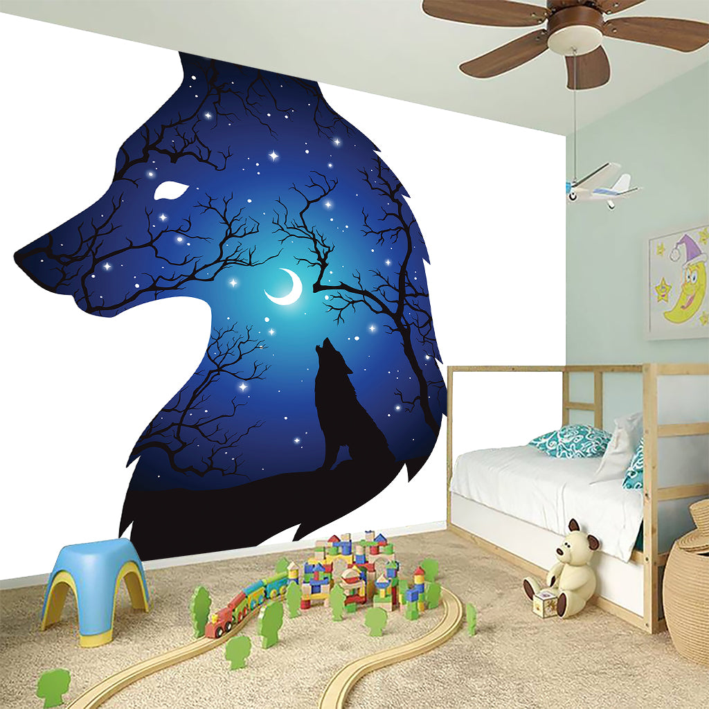 Night Forest Wolf Spirit Print Wall Sticker