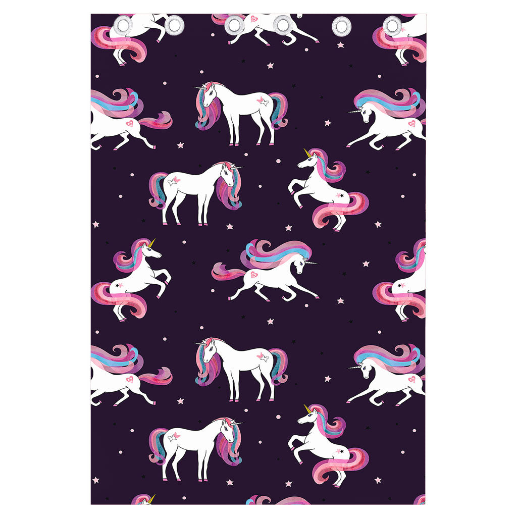 Night Girly Unicorn Pattern Print Curtain