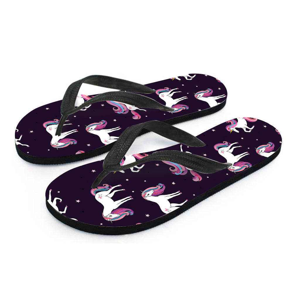 Night Girly Unicorn Pattern Print Flip Flops