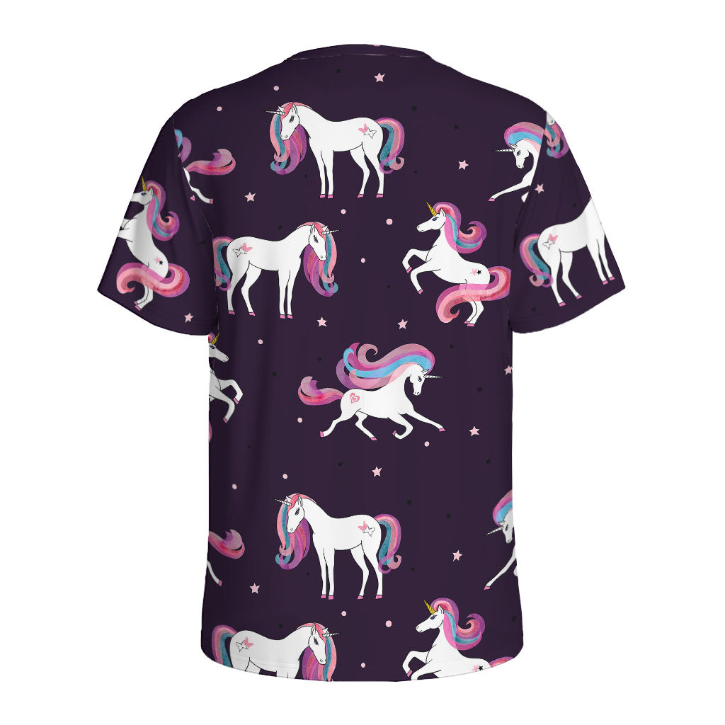 Night Girly Unicorn Pattern Print Men's Sports T-Shirt