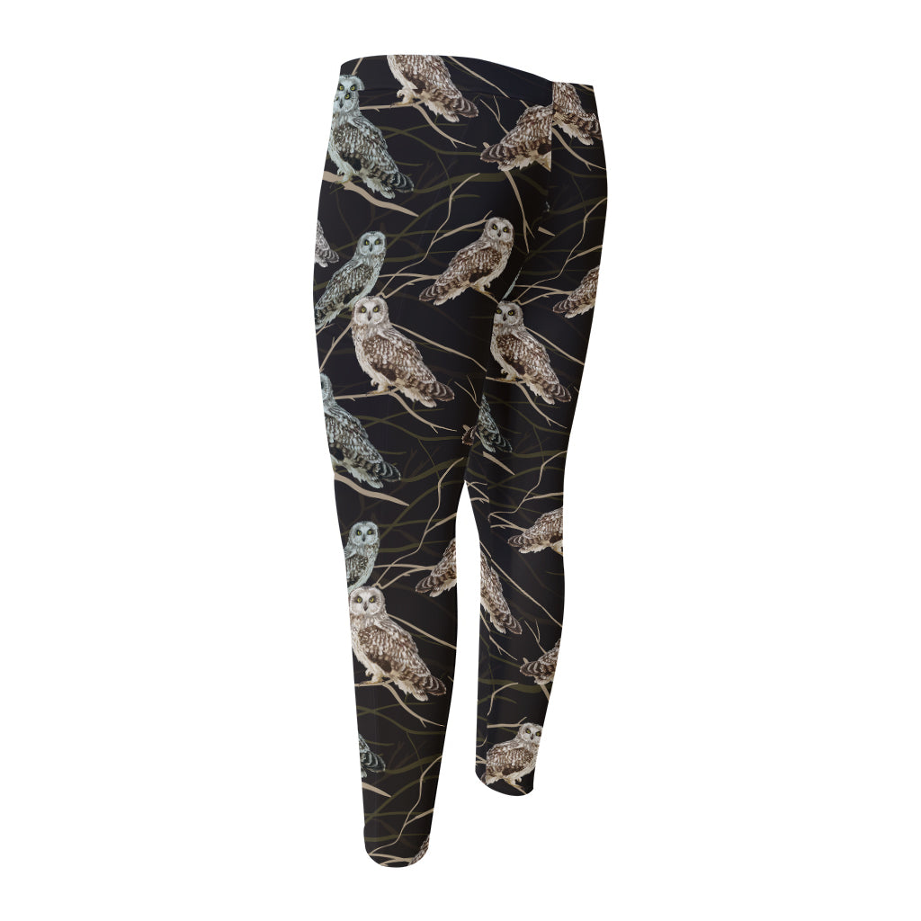 Night Owl Pattern Print Men's Compression Pants