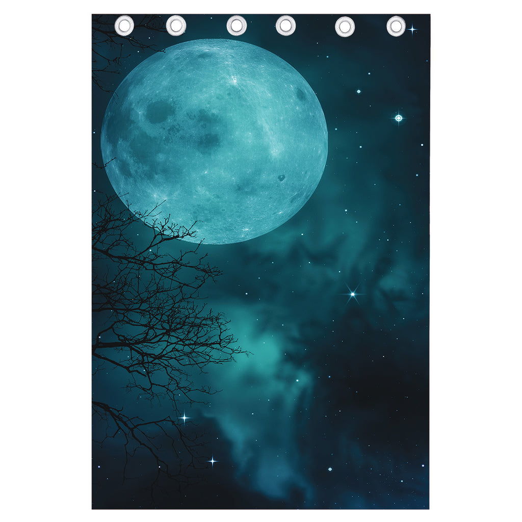 Night Sky And Full Moon Print Curtain
