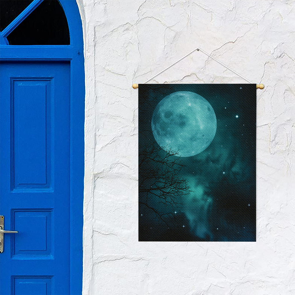 Night Sky And Full Moon Print Garden Flag