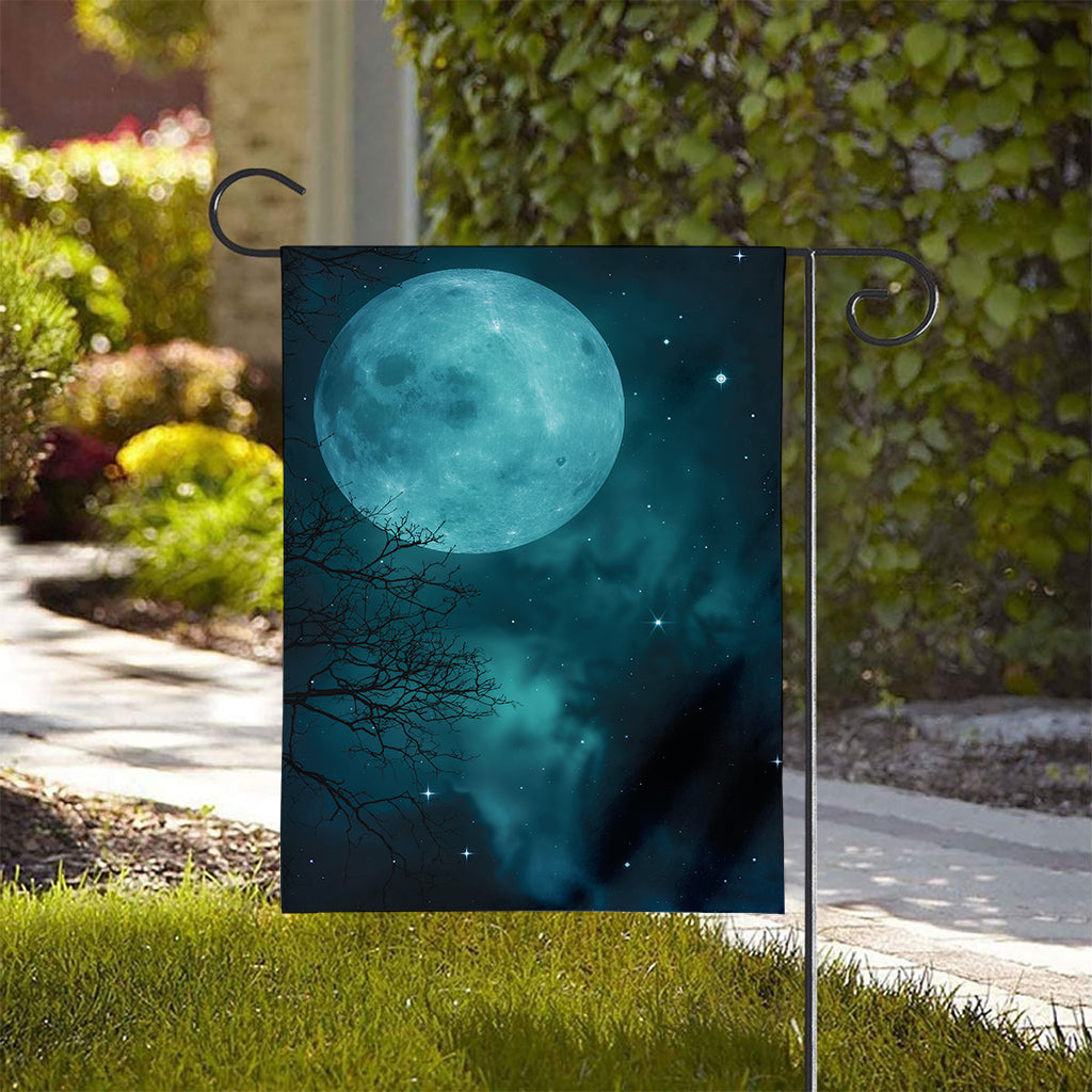 Night Sky And Full Moon Print House Flag