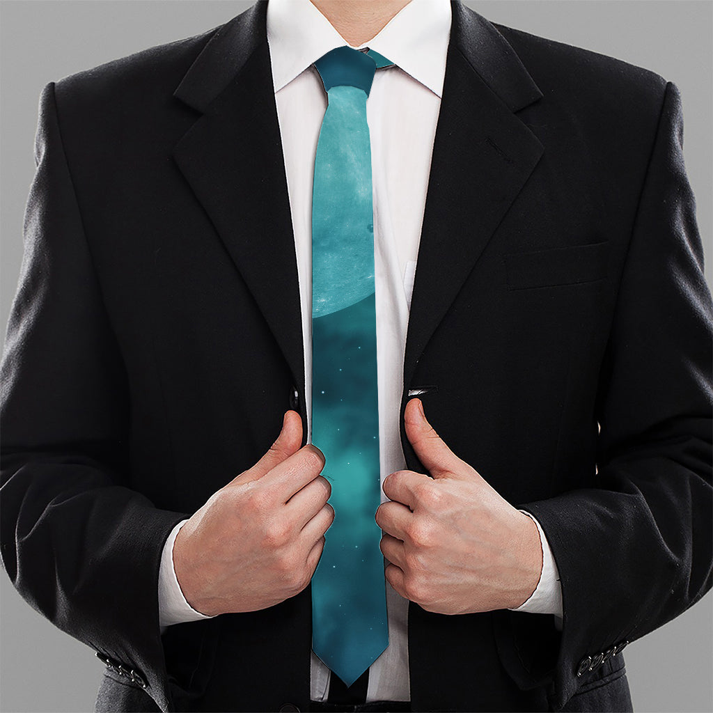 Night Sky And Full Moon Print Necktie