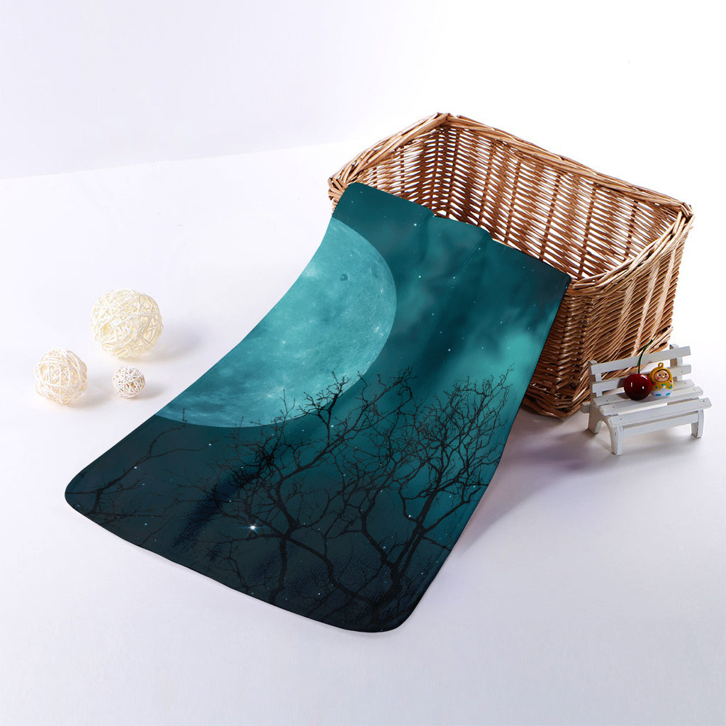 Night Sky And Full Moon Print Towel