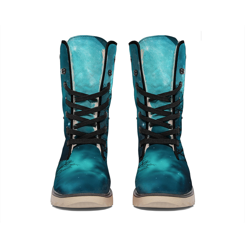 Night Sky And Full Moon Print Winter Boots