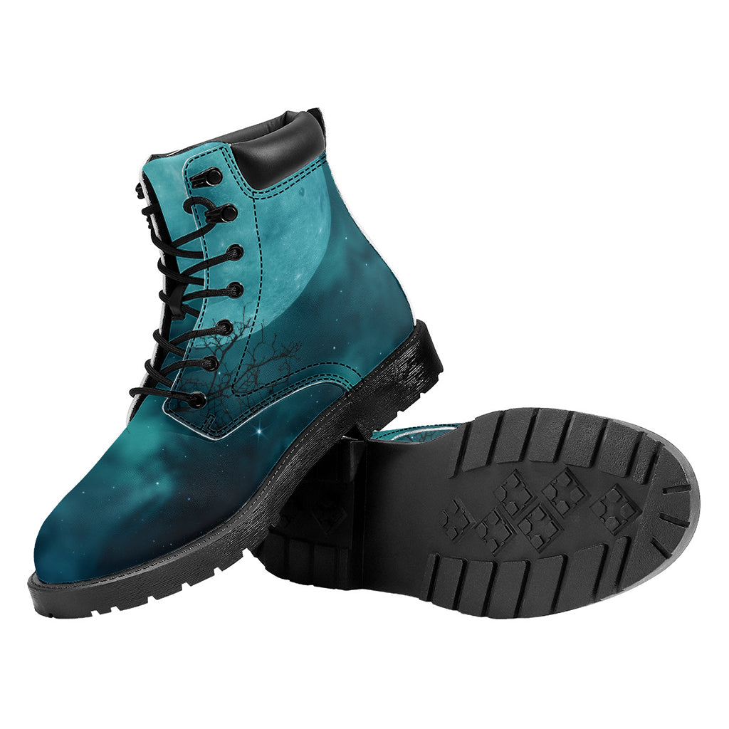 Night Sky And Full Moon Print Work Boots