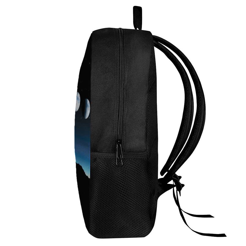 Night Sky And Moon Phase Print 17 Inch Backpack