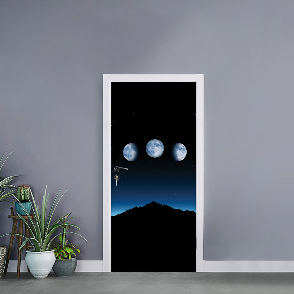 Night Sky And Moon Phase Print Door Sticker