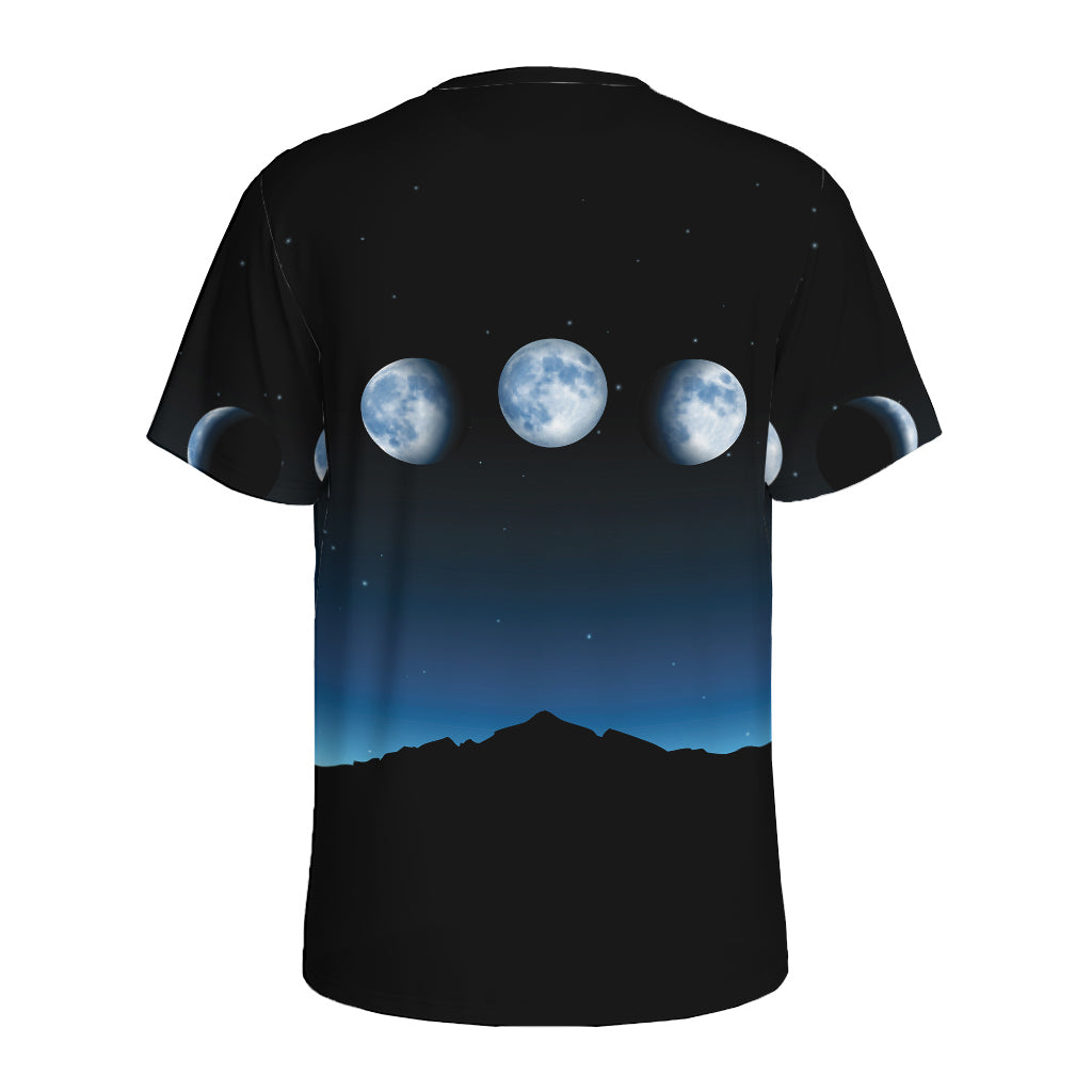 Night Sky And Moon Phase Print Men's Sports T-Shirt