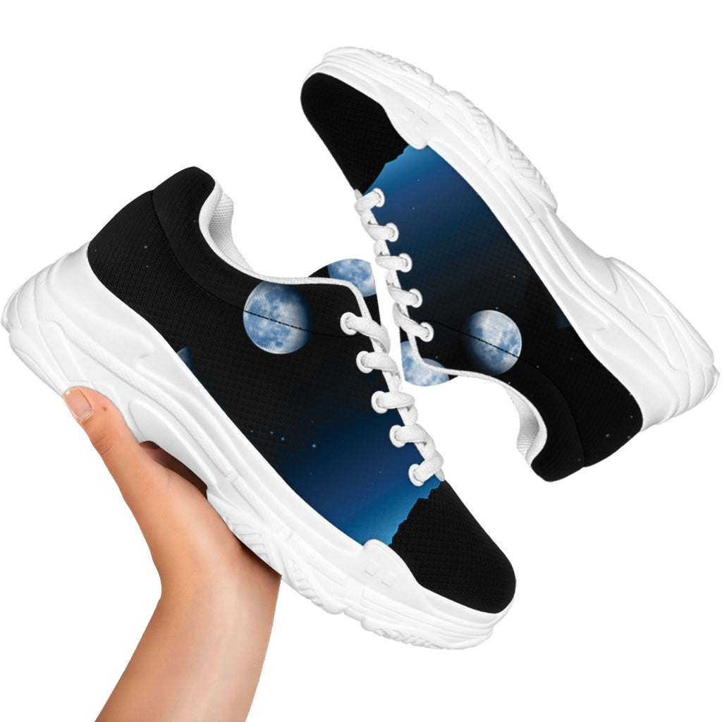 Night Sky And Moon Phase Print White Chunky Shoes