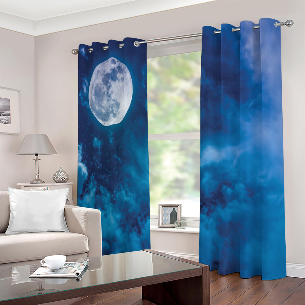 Night Sky And Moonlight Print Extra Wide Grommet Curtains