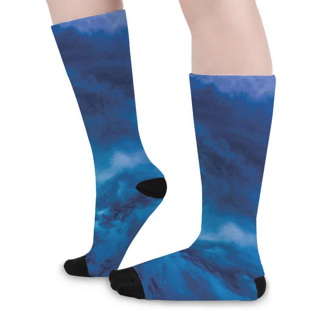 Night Sky And Moonlight Print Long Socks