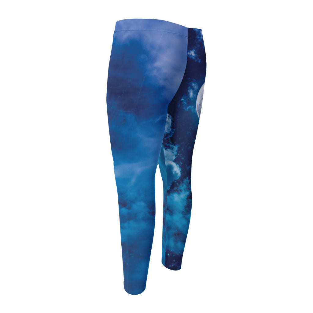 Night Sky And Moonlight Print Men's Compression Pants