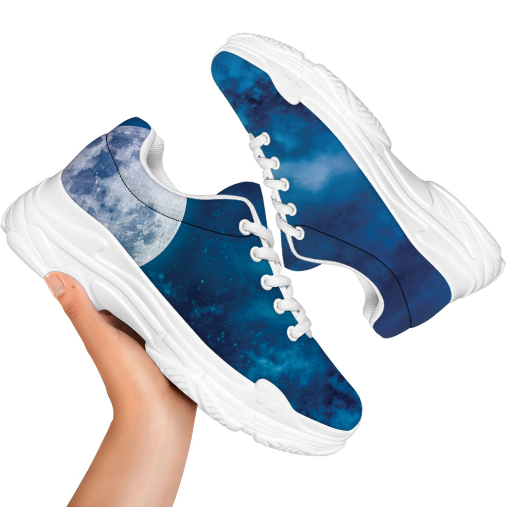 Night Sky And Moonlight Print White Chunky Shoes
