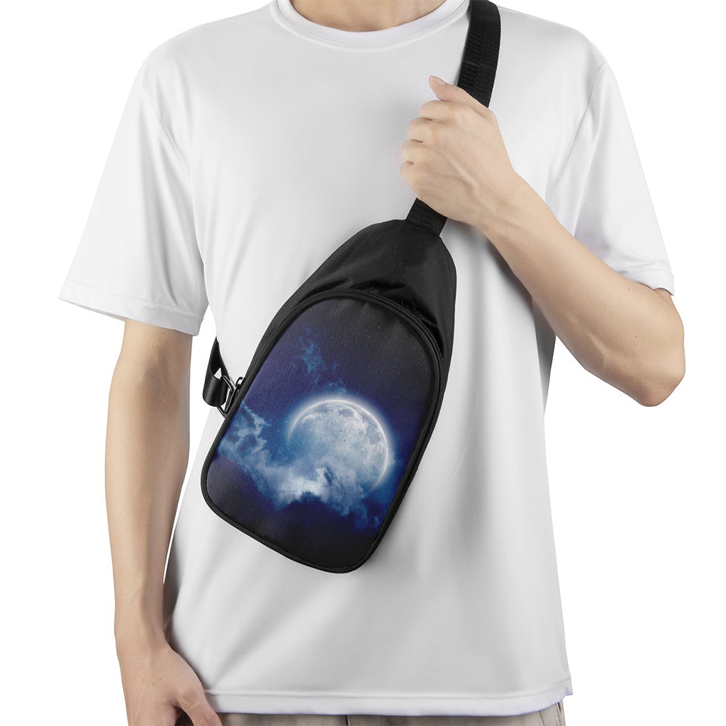 Night Sky Full Moon Print Chest Bag