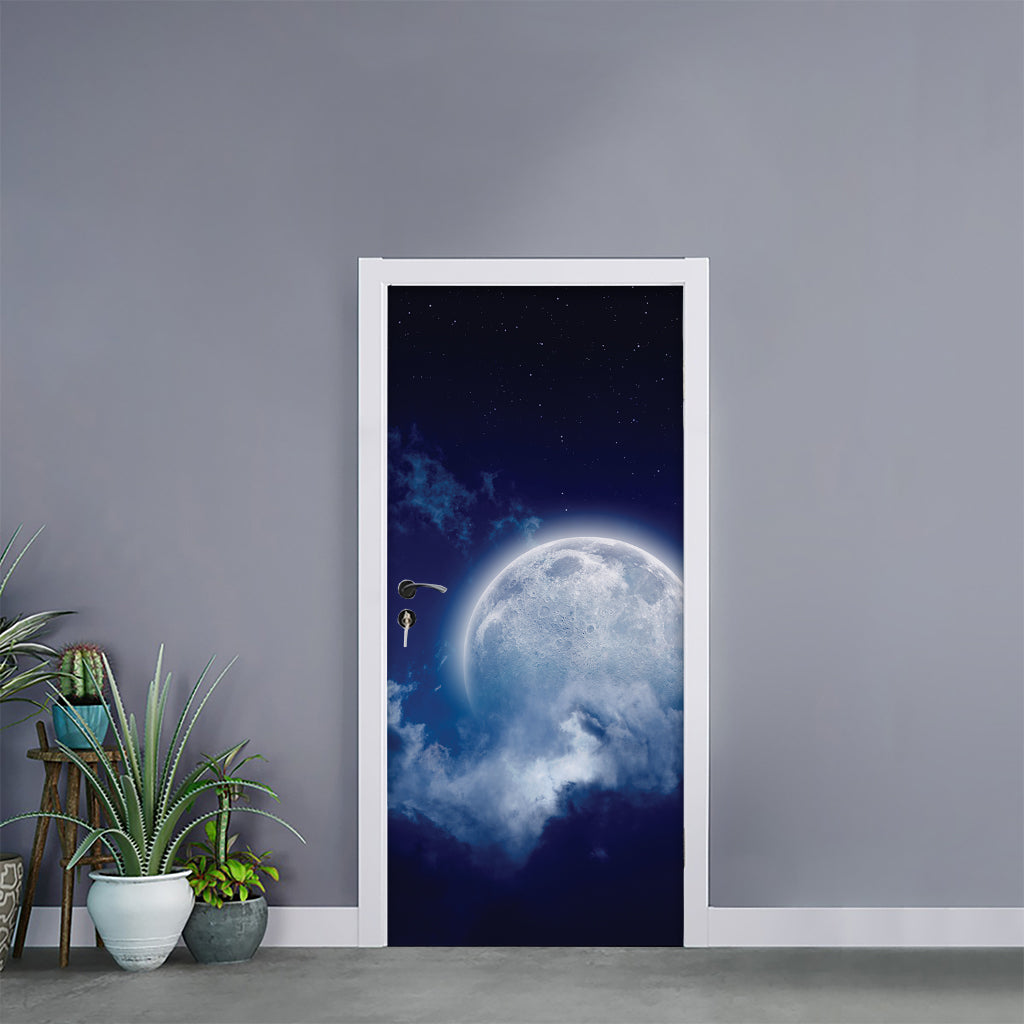 Night Sky Full Moon Print Door Sticker