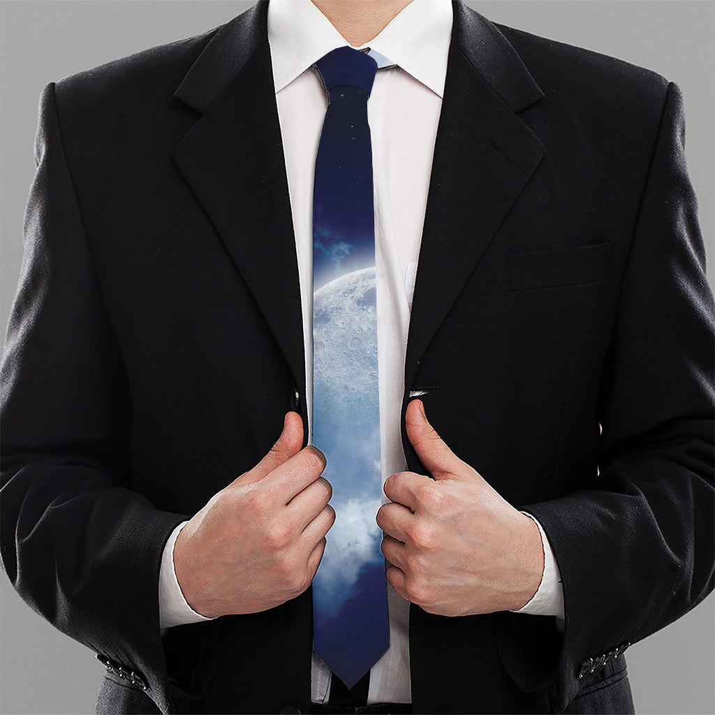 Night Sky Full Moon Print Necktie