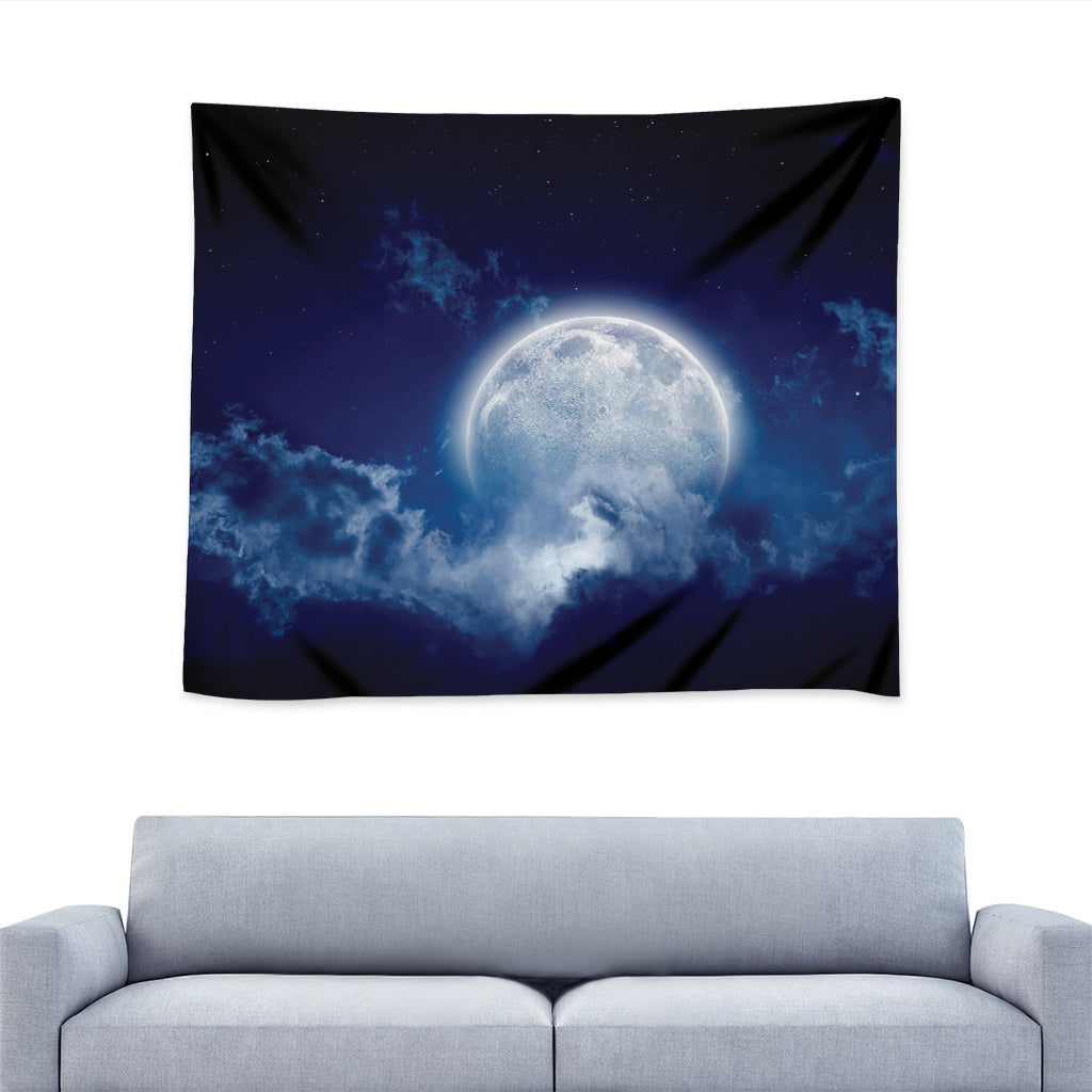 Night Sky Full Moon Print Tapestry