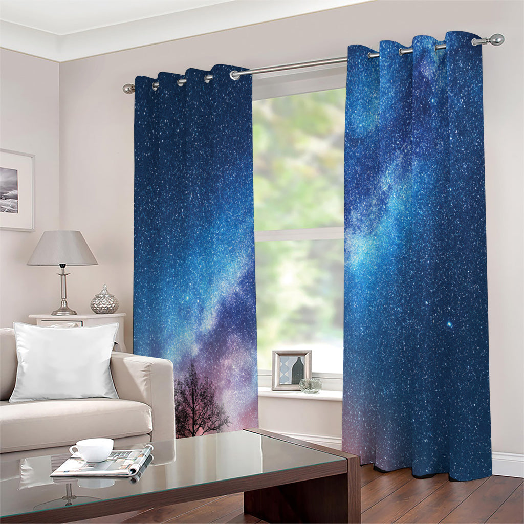 Night Sky Milky Way Print Extra Wide Grommet Curtains