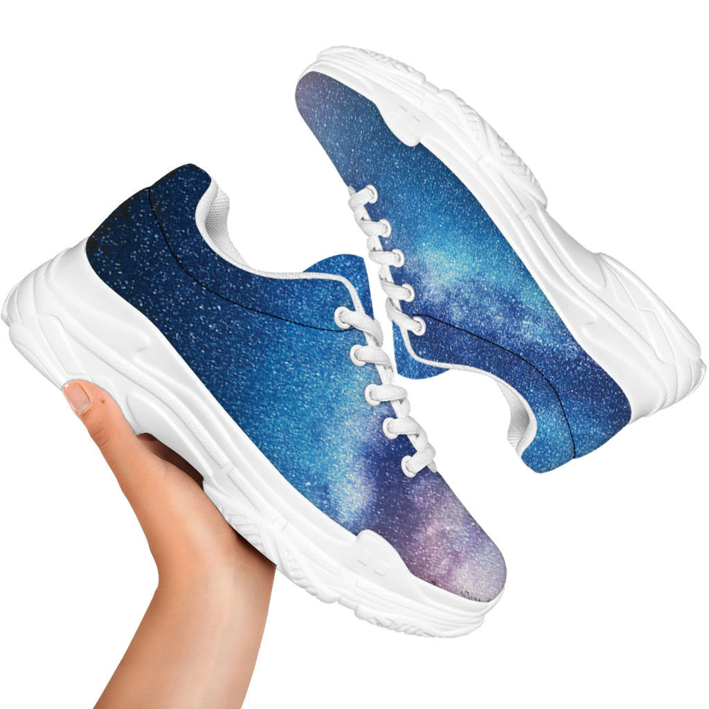 Night Sky Milky Way Print White Chunky Shoes