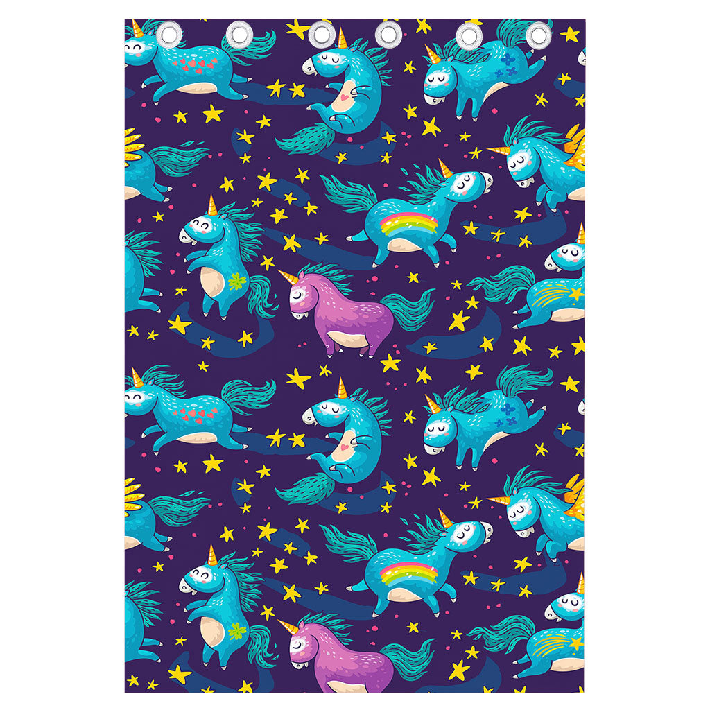 Night Star Unicorn Pattern Print Curtain