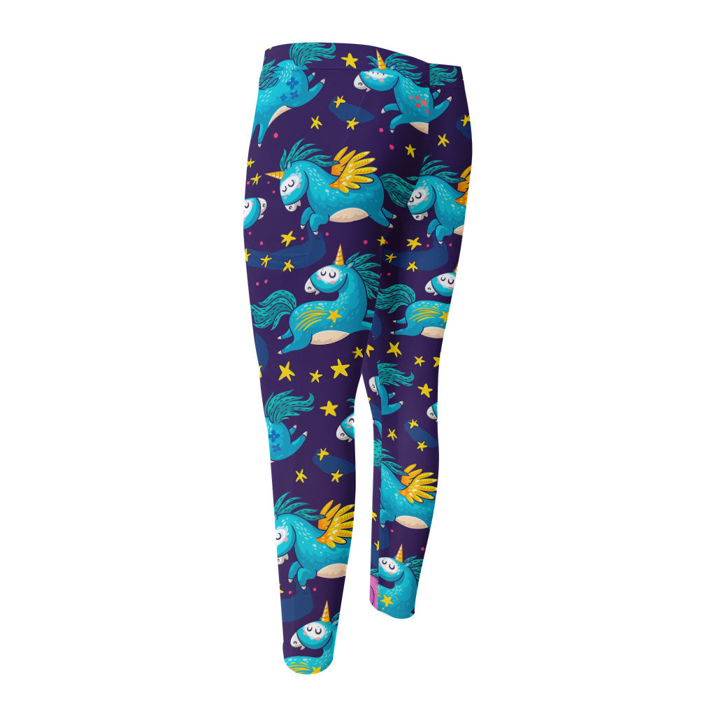 Night Star Unicorn Pattern Print Men's Compression Pants