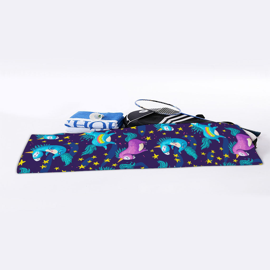 Night Star Unicorn Pattern Print Sports Towel