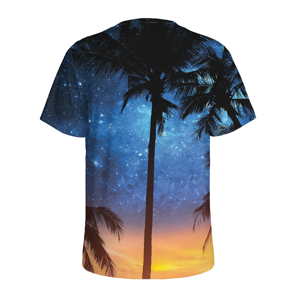 Night Sunset Sky And Palm Trees Print Men's Sports T-Shirt