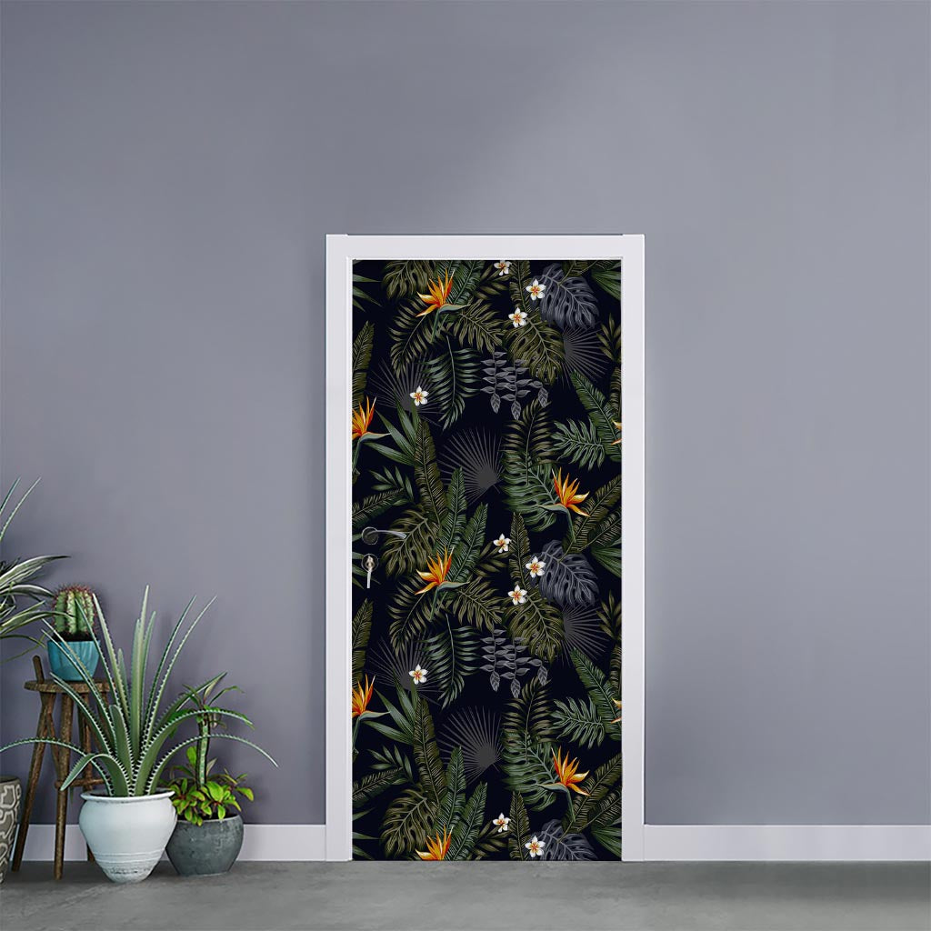 Night Tropical Hawaii Pattern Print Door Sticker