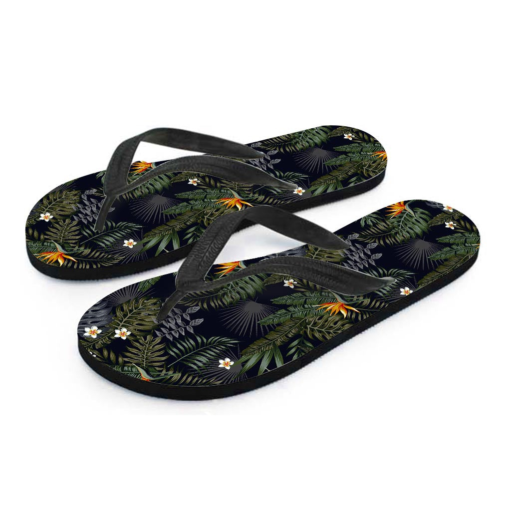 Night Tropical Hawaii Pattern Print Flip Flops