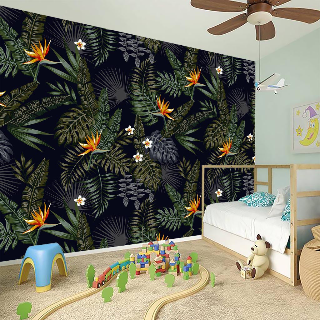 Night Tropical Hawaii Pattern Print Wall Sticker
