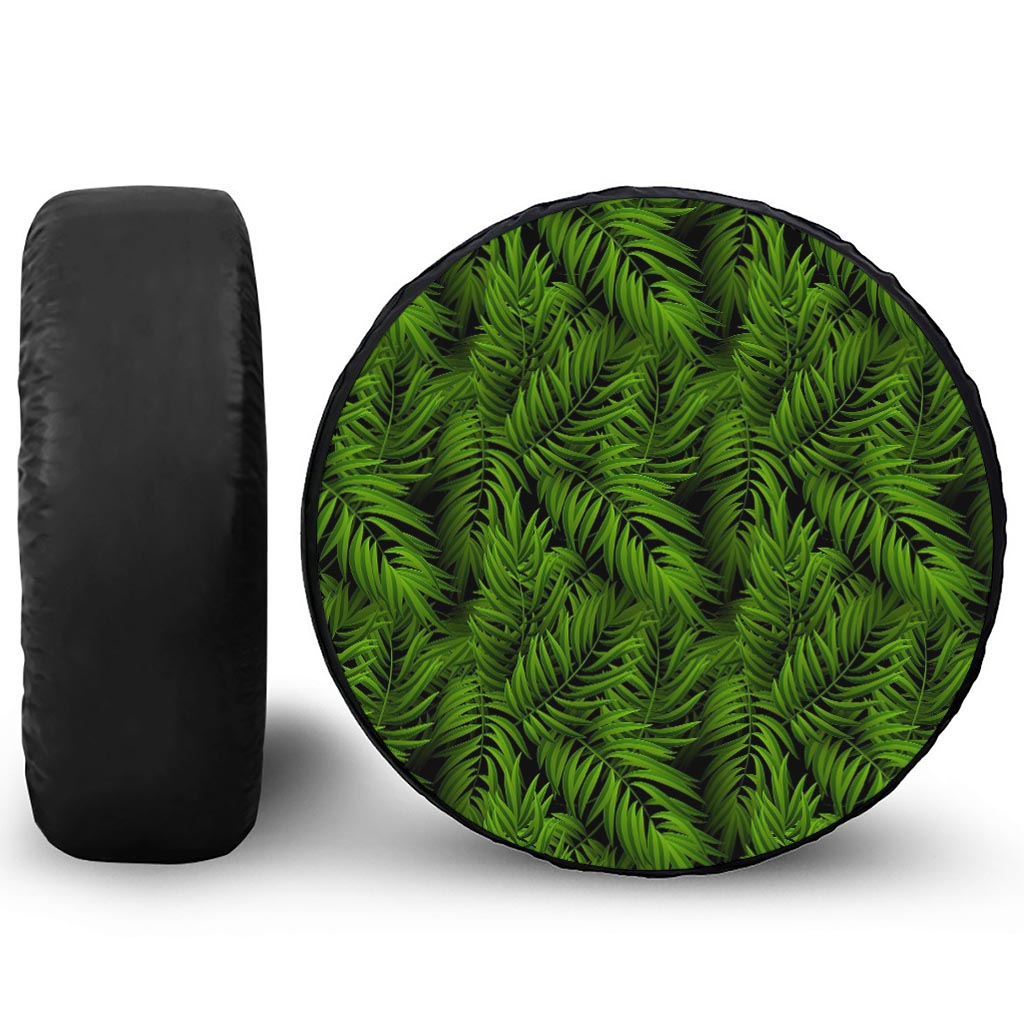 Night Tropical Palm Leaf Pattern Print Leather Spare Tire Cover