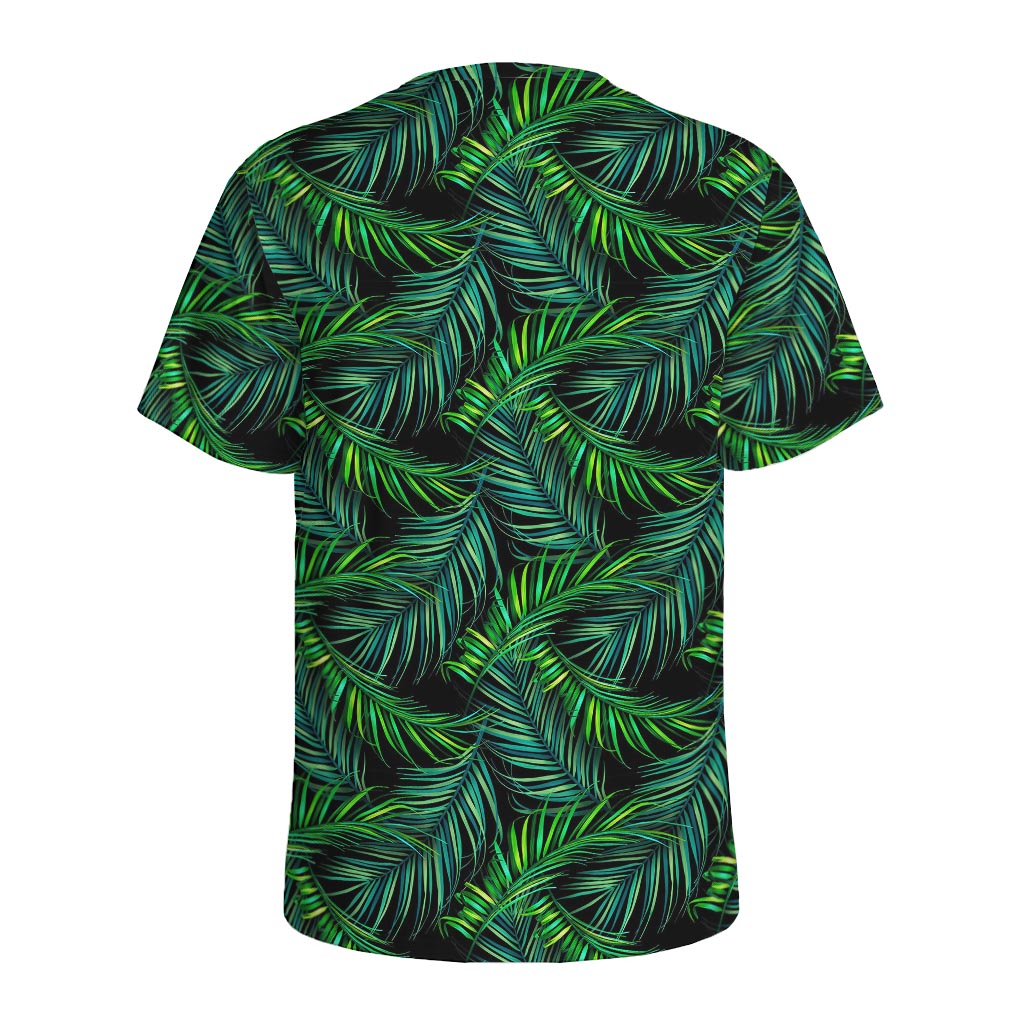 Night Tropical Palm Leaves Pattern Print Men's Sports T-Shirt