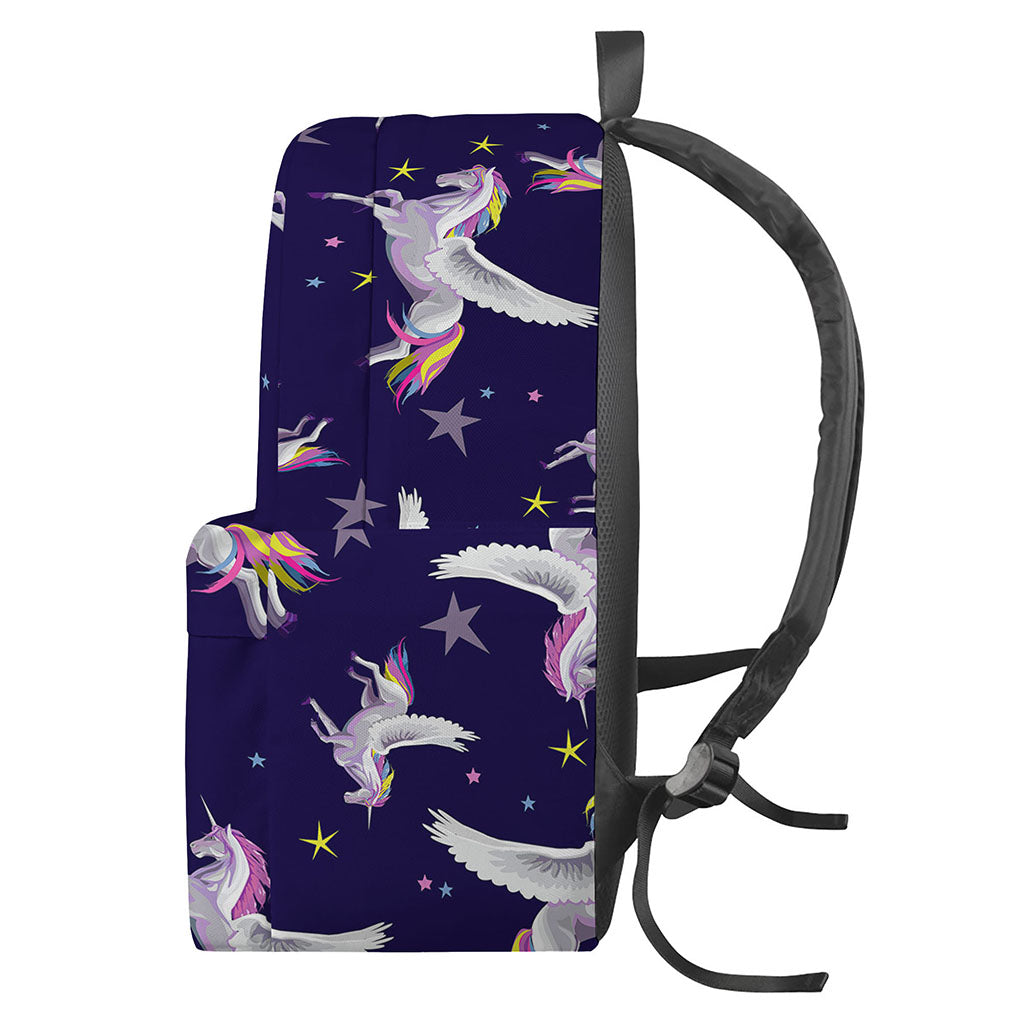 Night Winged Unicorn Pattern Print Backpack
