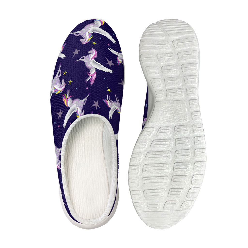 Night Winged Unicorn Pattern Print Mesh Casual Shoes