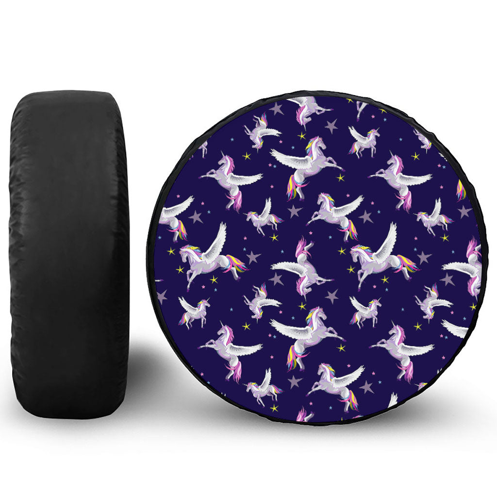 Night Winged Unicorn Pattern Print Tire Cover