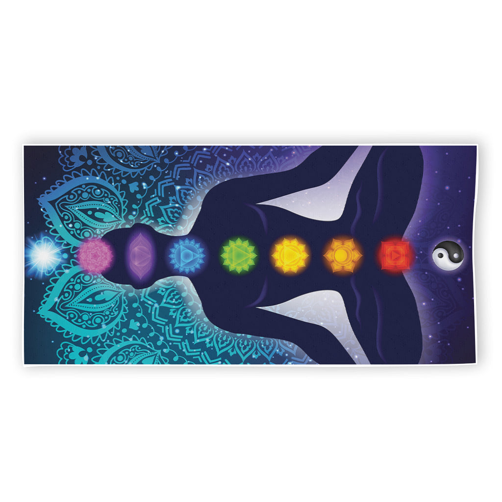 Nine Chakras Aura Print Beach Towel