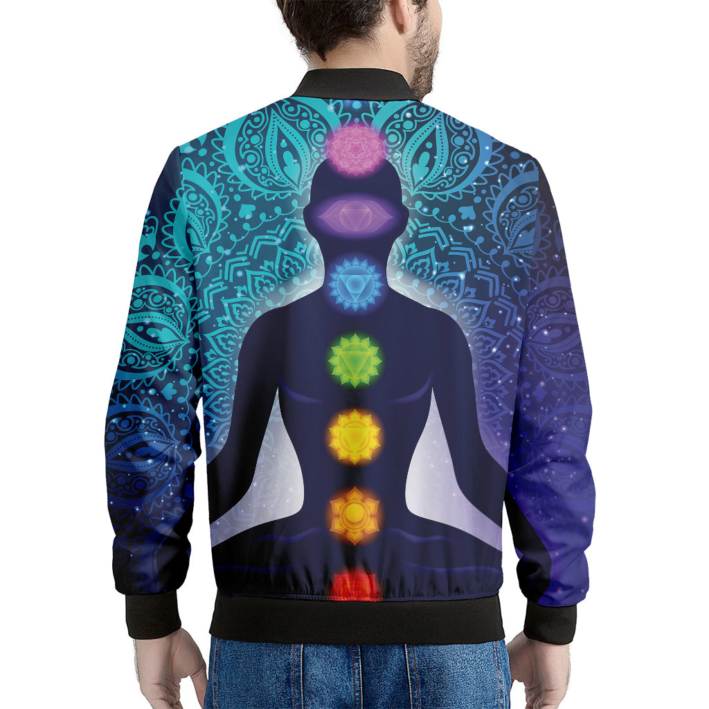 Nine Chakras Aura Print Men's Bomber Jacket