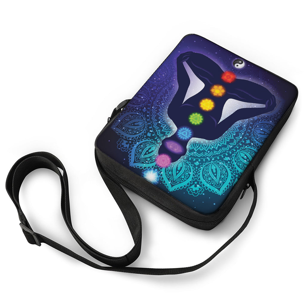 Nine Chakras Aura Print Rectangular Crossbody Bag